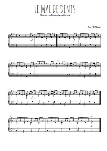 Téléchargez l'arrangement pour piano de la partition de Le mal de dents en PDF